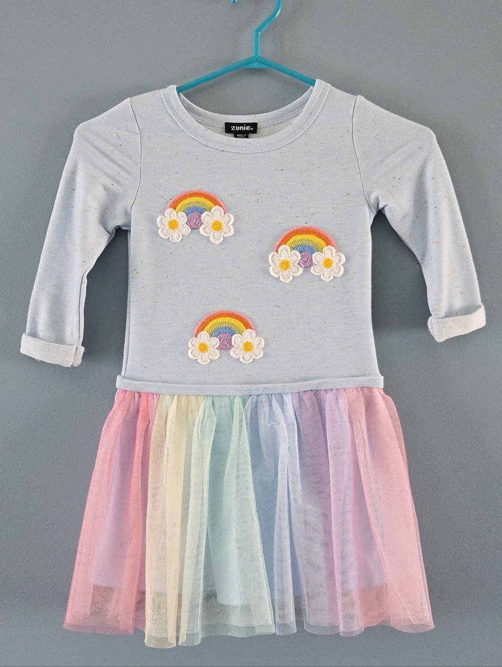 Zunie Light Blue Rainbow Tulle Dress (5)